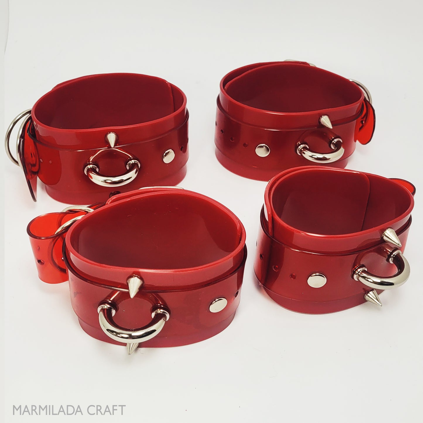 HANDCUFFCS 'LITTLE SPIKES' RED THICK Pair