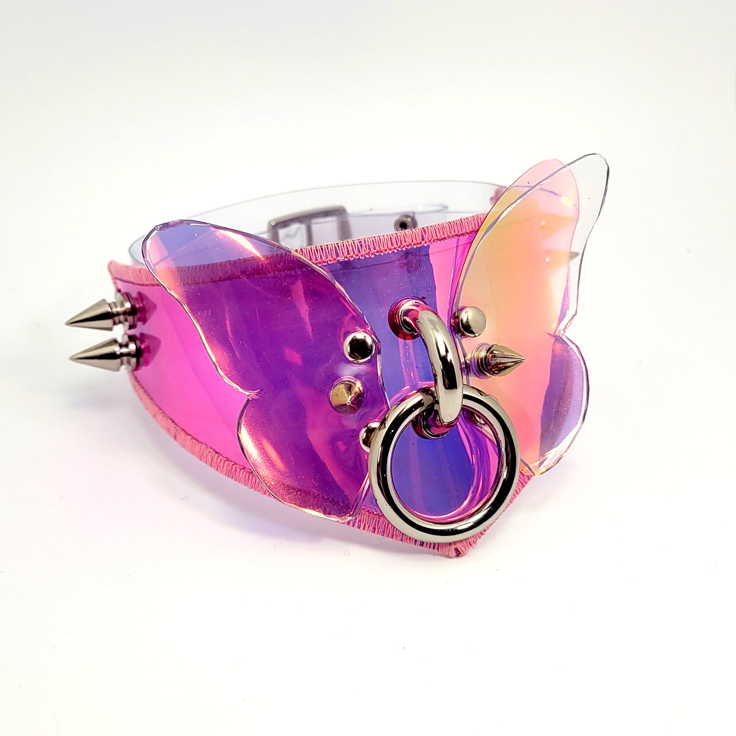 MAGIC PINK BUTTERFLY WINGS BDSM SUB COLLAR